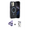 MARSİLYAN™- iPhone 11 Kılıf Eksen Çizgi - Şeffaf Uv Polymer Nano Ekran Koruyucu + Raze Metal Kamera Lens - MR