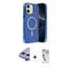 MARSİLYAN™- iPhone 11 Kılıf Eksen Çizgi - Şeffaf Uv Polymer Nano Ekran Koruyucu + Raze Metal Kamera Lens - MR