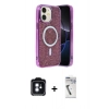 MARSİLYAN™- iPhone 11 Kılıf Eksen Çizgi - Şeffaf Uv Polymer Nano Ekran Koruyucu + PVD Metal Kamera Lens - MI