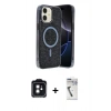 MARSİLYAN™- iPhone 11 Kılıf Eksen Çizgi - Şeffaf Uv Polymer Nano Ekran Koruyucu + PVD Metal Kamera Lens - SH
