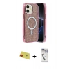 MARSİLYAN™- iPhone 11 Kılıf Eksen Çizgi - Şeffaf Uv Polymer Nano Ekran Koruyucu + Rainbow Kamera Lens Koruma Cam - KI