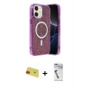 MARSİLYAN™- iPhone 11 Kılıf Eksen Çizgi - Şeffaf Uv Polymer Nano Ekran Koruyucu + Rainbow Kamera Lens Koruma Cam - KI