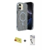 MARSİLYAN™- iPhone 11 Kılıf Eksen Çizgi - Şeffaf Uv Polymer Nano Ekran Koruyucu + Rainbow Kamera Lens Koruma Cam - KI
