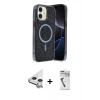 MARSİLYAN™- iPhone 11 Kılıf Eksen Çizgi - Şeffaf Uv Polymer Nano Ekran Koruyucu + Raze Metal Kamera Lens - GS