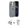 MARSİLYAN™- iPhone 11 Kılıf Eksen Çizgi - Şeffaf Uv Polymer Nano Ekran Koruyucu + Raze Metal Kamera Lens - GS