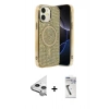 MARSİLYAN™- iPhone 11 Kılıf Eksen Çizgi - Şeffaf Uv Polymer Nano Ekran Koruyucu + Raze Metal Kamera Lens - GS