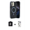MARSİLYAN™- iPhone 11 Kılıf Eksen Çizgi - Şeffaf Uv Polymer Nano Ekran Koruyucu + PVD Metal Kamera Lens - TU
