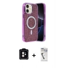 MARSİLYAN™- iPhone 11 Kılıf Eksen Çizgi - Şeffaf Uv Polymer Nano Ekran Koruyucu + PVD Metal Kamera Lens - TU