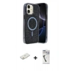 MARSİLYAN™- iPhone 11 Kılıf Eksen Çizgi - Şeffaf Uv Polymer Nano Ekran Koruyucu + Renkli Kamera Lens Koruma Cam - TU