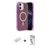 MARSİLYAN™- iPhone 11 Kılıf Eksen Çizgi - Şeffaf Uv Polymer Nano Ekran Koruyucu + Renkli Kamera Lens Koruma Cam - TU