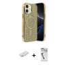 MARSİLYAN™- iPhone 11 Kılıf Eksen Çizgi - Şeffaf Uv Polymer Nano Ekran Koruyucu + Renkli Kamera Lens Koruma Cam - TU