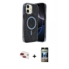 MARSİLYAN™- iPhone 11 Kılıf Eksen Çizgi - Siyah 34D Hayalet Izgaralı Cam + Pers Alüminyum Kamera Lens - KI