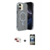 MARSİLYAN™- iPhone 11 Kılıf Eksen Çizgi - Siyah 34D Hayalet Izgaralı Cam + Pers Alüminyum Kamera Lens - KI