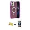 MARSİLYAN™- iPhone 11 Kılıf Eksen Çizgi - Siyah 34D Hayalet Izgaralı Cam + Rainbow Kamera Lens Koruma Cam - KI