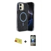 MARSİLYAN™- iPhone 11 Kılıf Eksen Çizgi - Siyah 34D Hayalet Izgaralı Cam + Rainbow Kamera Lens Koruma Cam - KI