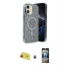 MARSİLYAN™- iPhone 11 Kılıf Eksen Çizgi - Siyah 34D Hayalet Izgaralı Cam + Rainbow Kamera Lens Koruma Cam - KI