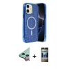 MARSİLYAN™- iPhone 11 Kılıf Eksen Çizgi - Siyah 34D Hayalet Izgaralı Cam + Raze Metal Kamera Lens - KI