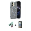 MARSİLYAN™- iPhone 11 Kılıf Eksen Çizgi - Siyah 34D Hayalet Izgaralı Cam + Raze Metal Kamera Lens - KI