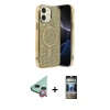 MARSİLYAN™- iPhone 11 Kılıf Eksen Çizgi - Siyah 34D Hayalet Izgaralı Cam + Raze Metal Kamera Lens - KI