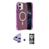 MARSİLYAN™- iPhone 11 Kılıf Eksen Çizgi - Siyah 34D Hayalet Izgaralı Cam + Raze Metal Kamera Lens - MR