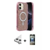 MARSİLYAN™- iPhone 11 Kılıf Eksen Çizgi - Siyah 34D Hayalet Izgaralı Cam + Raze Metal Kamera Lens - GS