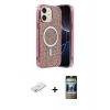 MARSİLYAN™- iPhone 11 Kılıf Eksen Çizgi - Siyah 34D Hayalet Izgaralı Cam + Renkli Kamera Lens Koruma Cam - SI
