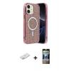 MARSİLYAN™- iPhone 11 Kılıf Eksen Çizgi - Siyah 34D Hayalet Izgaralı Cam + Renkli Kamera Lens Koruma Cam - TU