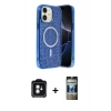 MARSİLYAN™- iPhone 11 Kılıf Eksen Çizgi - Siyah 34D Hayalet Izgaralı Cam + PVD Metal Kamera Lens - YL
