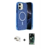 MARSİLYAN™- iPhone 11 Kılıf Eksen Çizgi - Siyah 360 Mat Full Body Arka Koruyucu + Pers Alüminyum Kamera Lens - GD