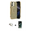 MARSİLYAN™- iPhone 11 Kılıf Eksen Çizgi - Siyah 360 Mat Full Body Arka Koruyucu + Pers Alüminyum Kamera Lens - GD