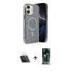 MARSİLYAN™- iPhone 11 Kılıf Eksen Çizgi - Siyah 360 Mat Full Body Arka Koruyucu + Kamera Lens Koruma Cam - SF