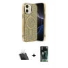MARSİLYAN™- iPhone 11 Kılıf Eksen Çizgi - Siyah 360 Mat Full Body Arka Koruyucu + Kamera Lens Koruma Cam - SF