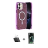 MARSİLYAN™- iPhone 11 Kılıf Eksen Çizgi - Siyah 360 Mat Full Body Arka Koruyucu + Kamera Lens Koruma Cam - SF
