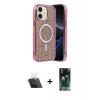 MARSİLYAN™- iPhone 11 Kılıf Eksen Çizgi - Siyah 360 Mat Full Body Arka Koruyucu + Kamera Lens Koruma Cam - SF