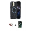 MARSİLYAN™- iPhone 11 Kılıf Eksen Çizgi - Siyah 360 Mat Full Body Arka Koruyucu + Pers Alüminyum Kamera Lens - KI