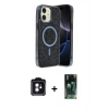 MARSİLYAN™- iPhone 11 Kılıf Eksen Çizgi - Siyah 360 Mat Full Body Arka Koruyucu + PVD Metal Kamera Lens - MI