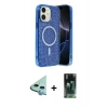 MARSİLYAN™- iPhone 11 Kılıf Eksen Çizgi - Siyah 360 Mat Full Body Arka Koruyucu + Raze Metal Kamera Lens - MI