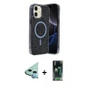 MARSİLYAN™- iPhone 11 Kılıf Eksen Çizgi - Siyah 360 Mat Full Body Arka Koruyucu + Raze Metal Kamera Lens - MI