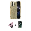 MARSİLYAN™- iPhone 11 Kılıf Eksen Çizgi - Siyah 360 Mat Full Body Arka Koruyucu + Raze Metal Kamera Lens - SH