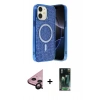 MARSİLYAN™- iPhone 11 Kılıf Eksen Çizgi - Siyah 360 Mat Full Body Arka Koruyucu + Raze Metal Kamera Lens - SH