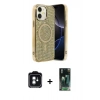 MARSİLYAN™- iPhone 11 Kılıf Eksen Çizgi - Siyah 360 Mat Full Body Arka Koruyucu + PVD Metal Kamera Lens - YL