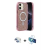 MARSİLYAN™- iPhone 11 Kılıf Eksen Çizgi - Siyah 3D Antistatik Cam Ekran Koruyucu + Pers Alüminyum Kamera Lens - GI