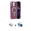MARSİLYAN™- iPhone 11 Kılıf Eksen Çizgi - Siyah 3D Antistatik Cam Ekran Koruyucu + Pers Alüminyum Kamera Lens - GI