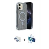 MARSİLYAN™- iPhone 11 Kılıf Eksen Çizgi - Siyah 3D Antistatik Cam Ekran Koruyucu + Pers Alüminyum Kamera Lens - GI