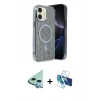 MARSİLYAN™- iPhone 11 Kılıf Eksen Çizgi - Siyah 3D Antistatik Cam Ekran Koruyucu + Raze Metal Kamera Lens - MI