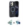 MARSİLYAN™- iPhone 11 Kılıf Eksen Çizgi - Siyah 3D Antistatik Cam Ekran Koruyucu + Raze Metal Kamera Lens - MI