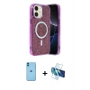 MARSİLYAN™- iPhone 11 Kılıf Eksen Çizgi - Siyah 3D Antistatik Cam Ekran Koruyucu + Neon Fosforlu Kamera Lens - MI