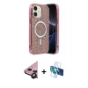 MARSİLYAN™- iPhone 11 Kılıf Eksen Çizgi - Siyah 3D Antistatik Cam Ekran Koruyucu + Raze Metal Kamera Lens - SH