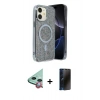 MARSİLYAN™- iPhone 11 Kılıf Eksen Çizgi - Siyah 3D Antistatik Hayalet Cam Ekran Koruyucu + Raze Metal Kamera Lens - KI