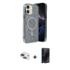 MARSİLYAN™- iPhone 11 Kılıf Eksen Çizgi - Siyah 3D Antistatik Hayalet Cam Ekran Koruyucu + Pers Alüminyum Kamera Lens - LT